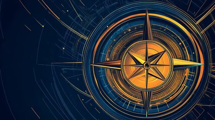 Golden compass rose pointing the way forward in digital world - Powered by Adobe
