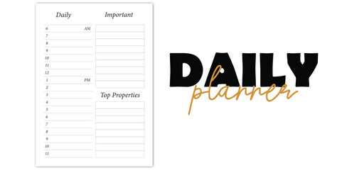 daily,planner,layout modern flat vector illustration for structured schedule design vector graphic for time management