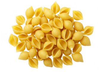 Pile of shell pasta isolated on transparent background