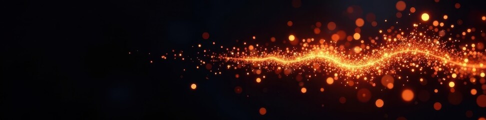 Obraz premium Sideways burst of incandescent sparks on black backdrop, macro, movement