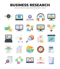 Collection of Business Research Icons. Data Analysis. Market Research. and Business Strategy