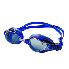 Blue swimming goggles angled view