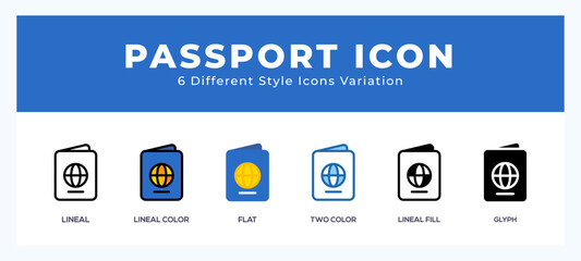 Passport pack of icons. vector illustration.