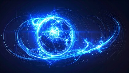 Abstract swirling blue energy orb