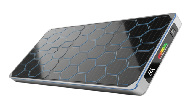 Modern portable external hard drive with hexagonal pattern on a transparent background isolated on transparent background