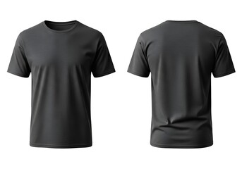 Clean charcoal gray t-shirt mockup front and back views isolated on