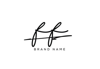 FF letter elegant cursive beauty handwriting logo.