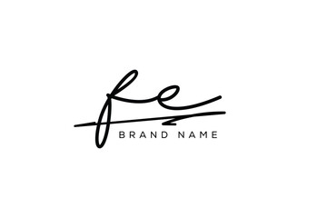 FE letter elegant cursive beauty handwriting logo.