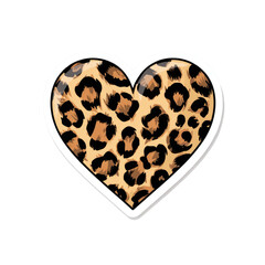Heart-shaped sticker with a leopard print