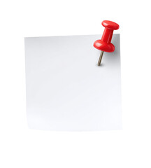 A blank white notepaper with a red pushpin
