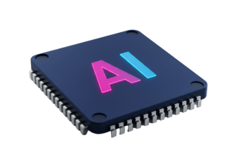 Ai microchip technology digital neon glow