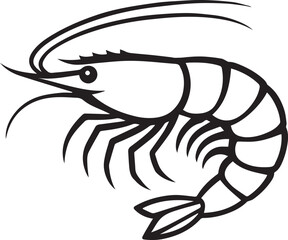 shrimp vector in black and white