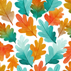 Vibrant autumn oak leaves pattern
