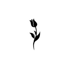 Elegant Black Tulip Silhouette on Olive Green