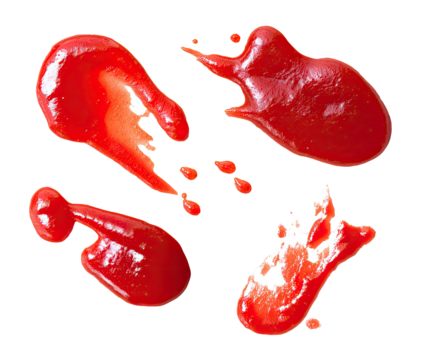 Close-up of red sauce splatters on black background