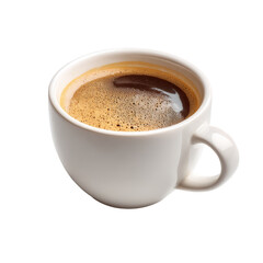 White coffee cup filled with dark espresso