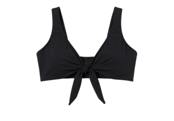 Black bikini top knotted front swimsuit apparel summer fashion beachwear clothing isolated transparent background