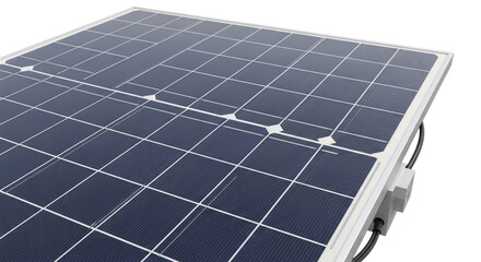 Close up of a solar panel with grid lines and reflective surface isolated on transparent background