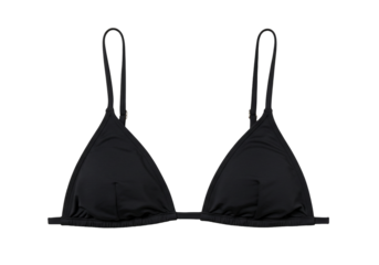 Black triangle bikini top smooth fabric transparent background apparel swimwear summer fashion