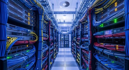 Modern Data Center Interior.