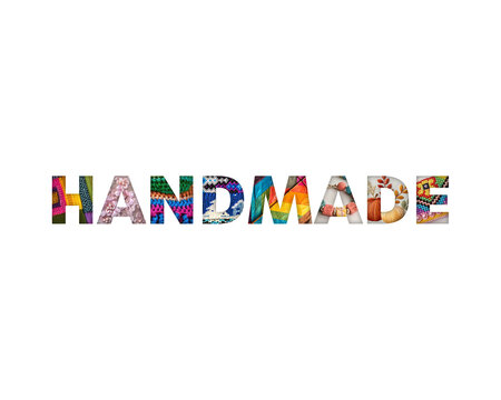 Handmade text effect with colorful craft materials and textures