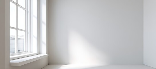 Empty corner room with a large window