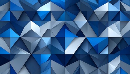 Obraz premium Abstract geometric background with blue and white polygonal shapes, triangles, and facets, modern digital pattern