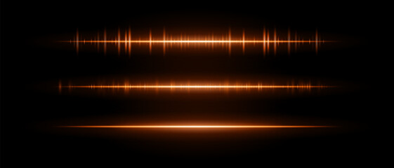Audio beam set icon. Three glowing frequency bars with different intensity and rhythm. Suited for sound interface, tech visuals or music waveform design.
