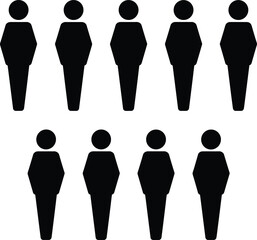 People crowd icon, group silhouette vector, population symbol illustration, teamwork