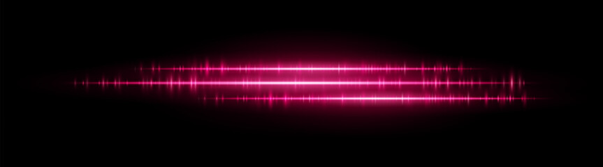 Soundwave line set. Dual horizontal light rhythm lines with glitch pulse effect. Used in sound design, equalizer or futuristic motion UI.