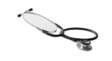 Classic medical stethoscope with oval chestpiece isolated on transparent background