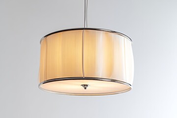 Cream-colored, pleated drum pendant light