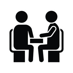 Two People Silhouettes at a Table Engaged in Professional Discussion, Vector Illustration Concept