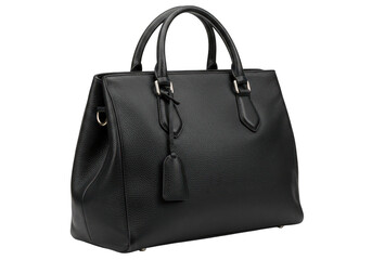 Naklejka premium Black leather handbag isolated on transparent background