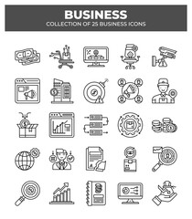 Collection of 25 Business Icons: Marketing. Finance. E-commerce. and Management
