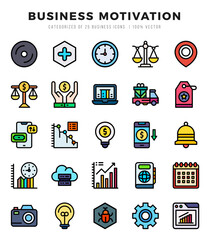 Business Motivation web icons in Lineal Color style.