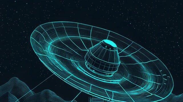Radio telescope exploring the depths of universe on starry night
