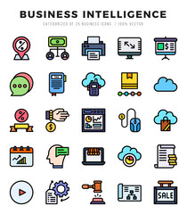 icons set. Business Intelligence for web. app. vector illustration.