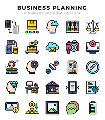 Business Planning Lineal Color icons collection. Lineal Color icons pack. Vector illustration