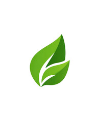 Green leaves graphic, two leaves, vibrant green, simple design