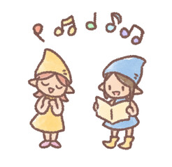 歌をうたう小人たちのイラスト