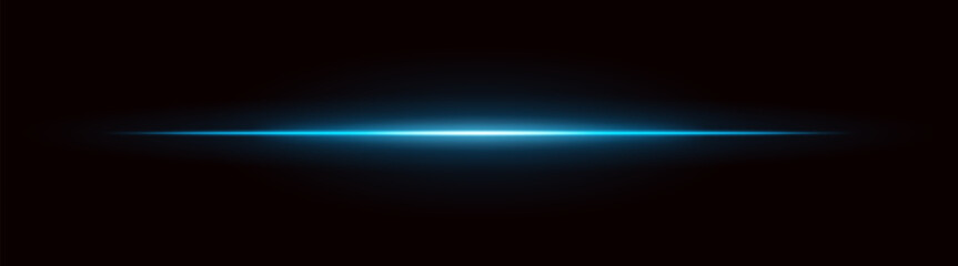 Radiant light. Straight glowing beam with intense center and dark fade edges. Suitable for digital interfaces and futuristic motion effects.