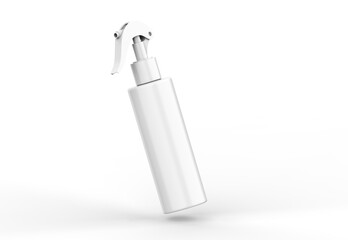 Plastic trigger spray bottle mockup on isolated white background, 3d illustration