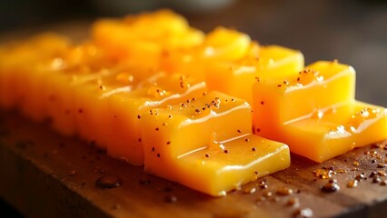 Orange cheese block display