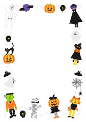 Fototapeta premium Halloween Characters Frame Vertical / ハロウィンキャラクターフレーム（縦型）