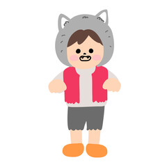 オオカミ男の仮装をした男の子のかわいいハロウィンアイコン