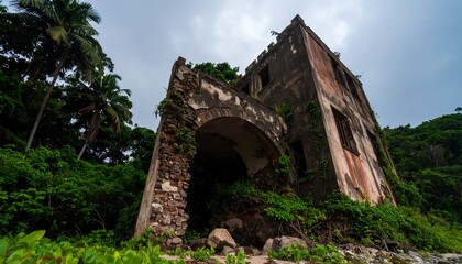 Overgrown Ruin on Tropical Coast