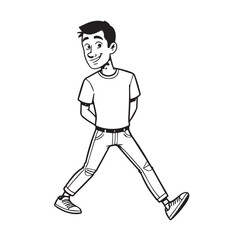 Handsome Man Black and White Illustration Vector Image Male Portrait Fashion Sketch Line Art Design