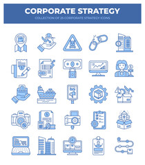 Collection of 25 Corporate Strategy Icons. A Visual Guide to Business Planning and Growth
