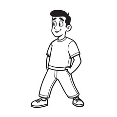 Handsome Man Black and White Illustration Vector Image Male Portrait Fashion Sketch Line Art Design